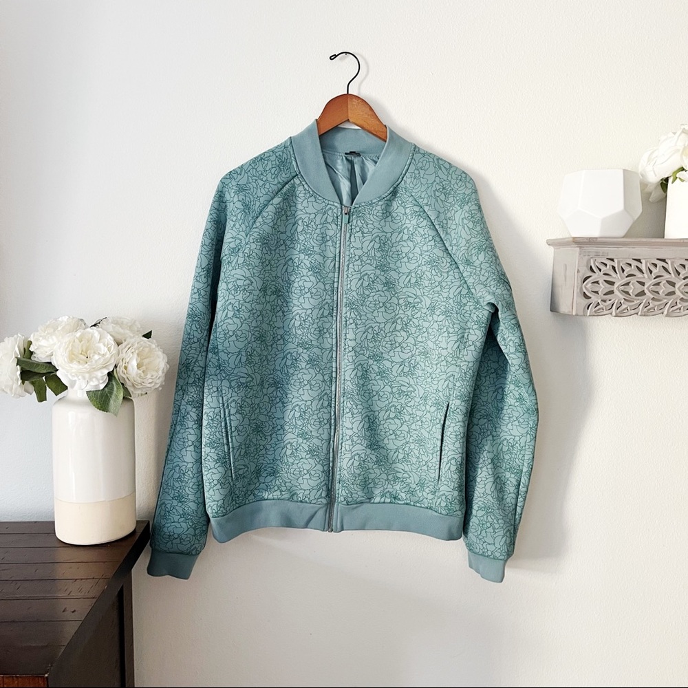 Balance Athletica floral print bomber jacket size medium
